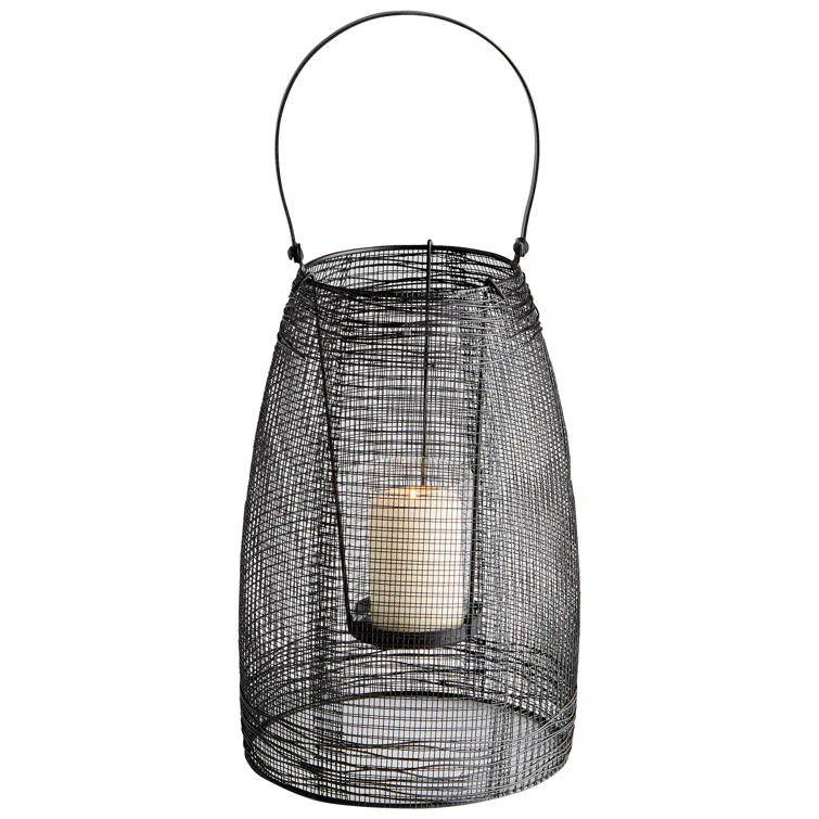 Modern Graphite Black Gauze Candleholder, 27-inch