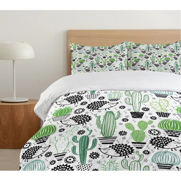 Ambesonne Eclectic Floral Duvet Cover Set