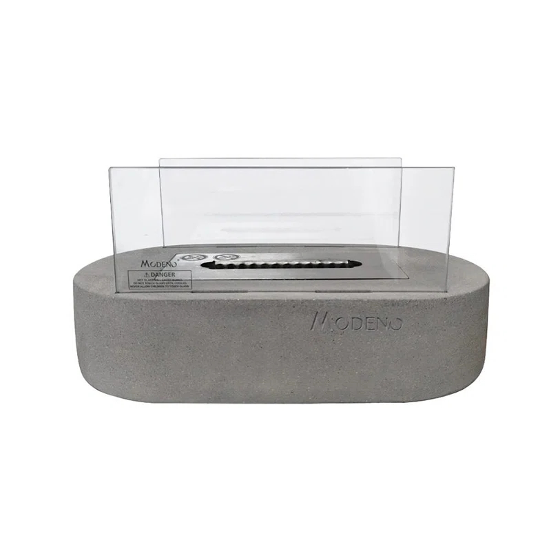 Luspa Stone Bio-Ethanol Outdoor Tabletop Fireplace with Flame Guard
