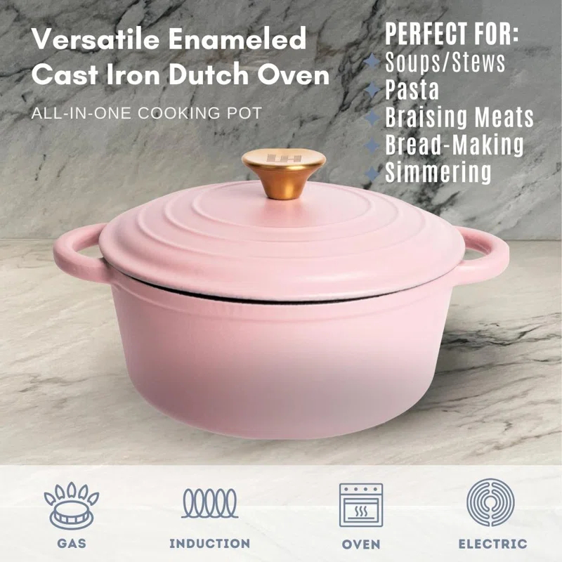 Lexi Home Lexi Home Enameled Cast Iron Round Dutch Oven