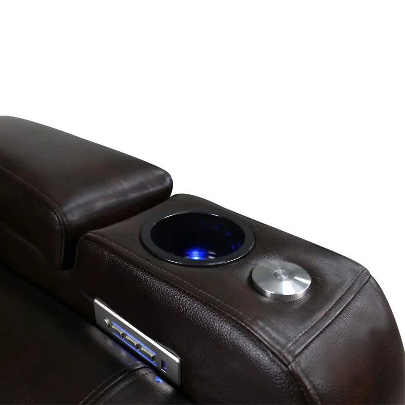 Orren Ellis Tuscany Leather Home Theater Seating with Cup Holder
