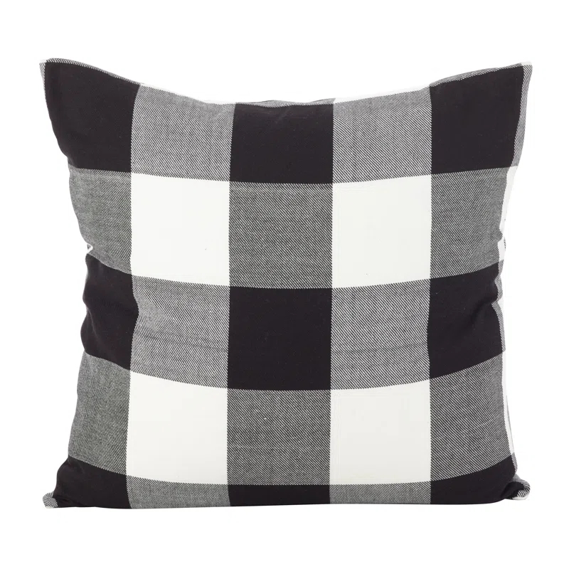 Saro Birmingham Collection Plaid Cotton Reversible Throw Pillow