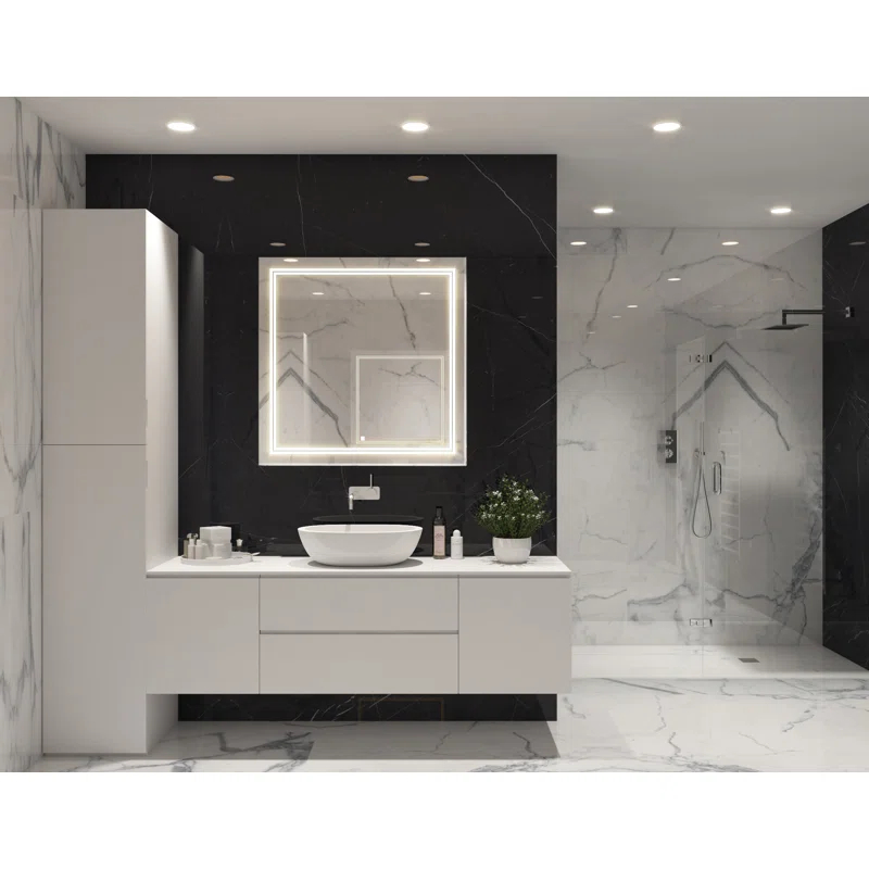 AQUADOM Soho Bathroom LED Wall-Mount Mirror with Dimmer, Defogger, Touch Control, Backlit and Front-Lit