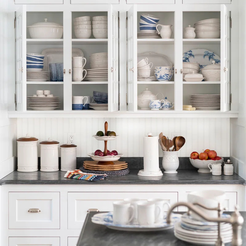 Juliska Berry & Thread Canister with Wooden Lid - Whitewash