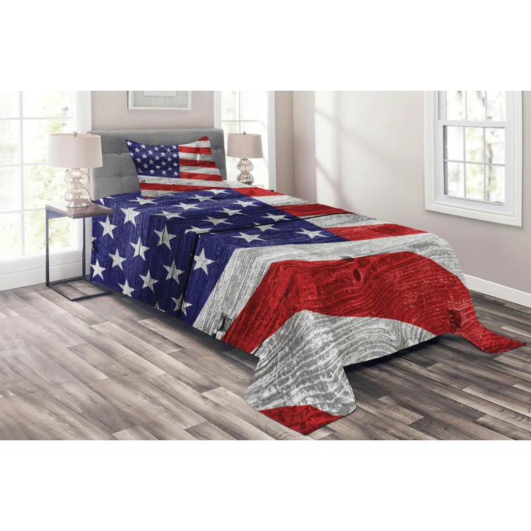 Ambesonne Farmhouse / Country Striped Coverlet Set