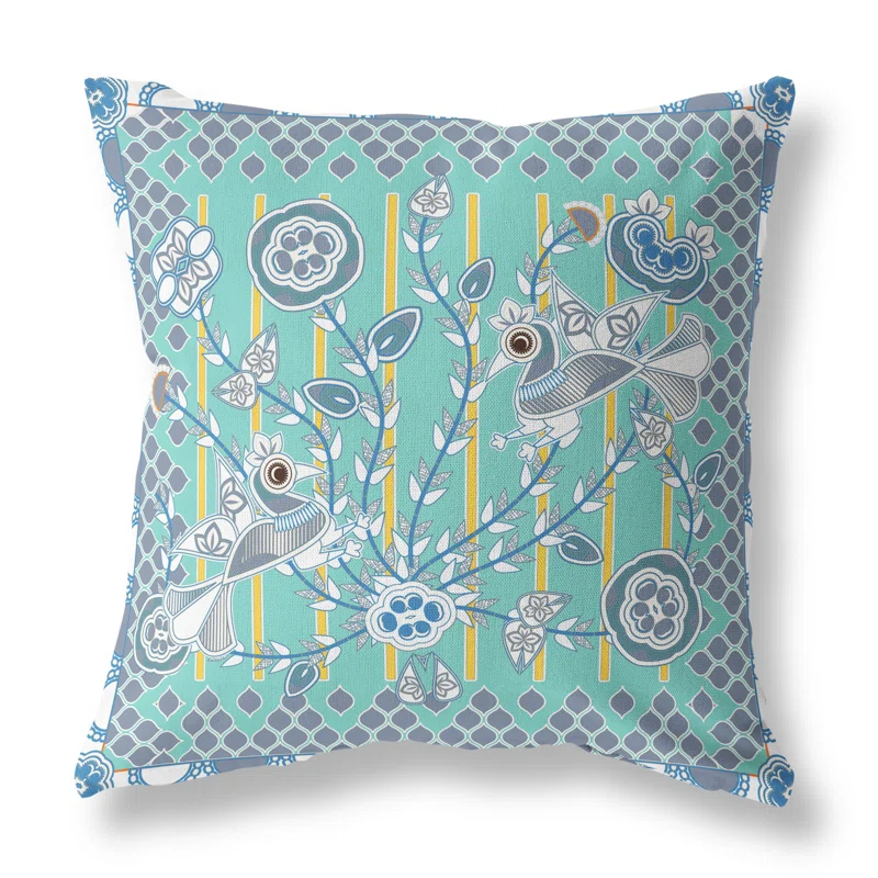 AmritaSen Floral Indoor/Outdoor Reversible Throw Pillow