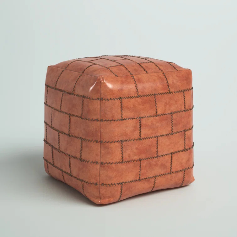 Steelside™ Brock Leather Pouf