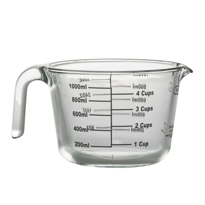 Farberware Farberware 4-Cup Borosilicate Glass Wet and Dry Measuring Cup with Oversized Measurements, Clear