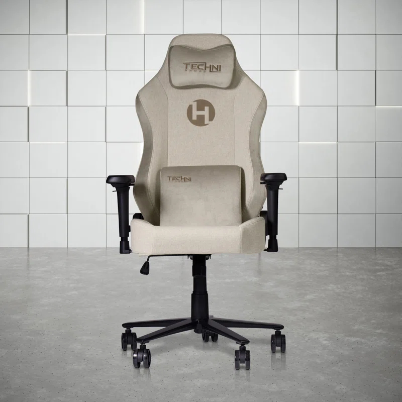 Wildon Home® Sport F65C Fabric Memory Foam Gaming Chair – Beige