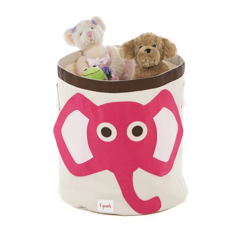 3 Sprouts - Canvas Storage Bin - Laundry and Toy Basket for Baby and Kids - Elephant