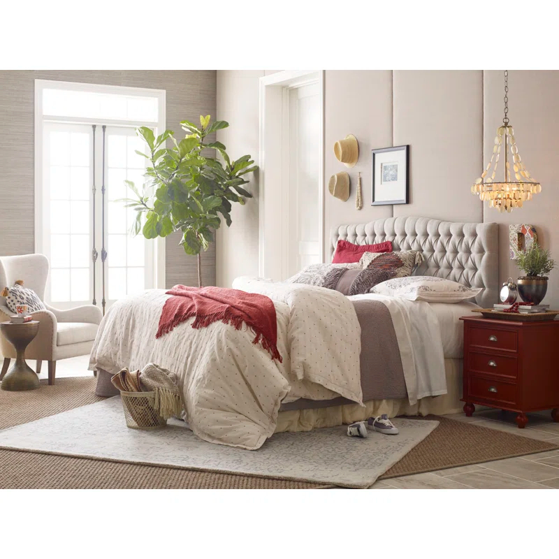 Elle Decor Elle Decor Celeste Tufted Upholstered Padded Headboard with Contemporary Button Tufting