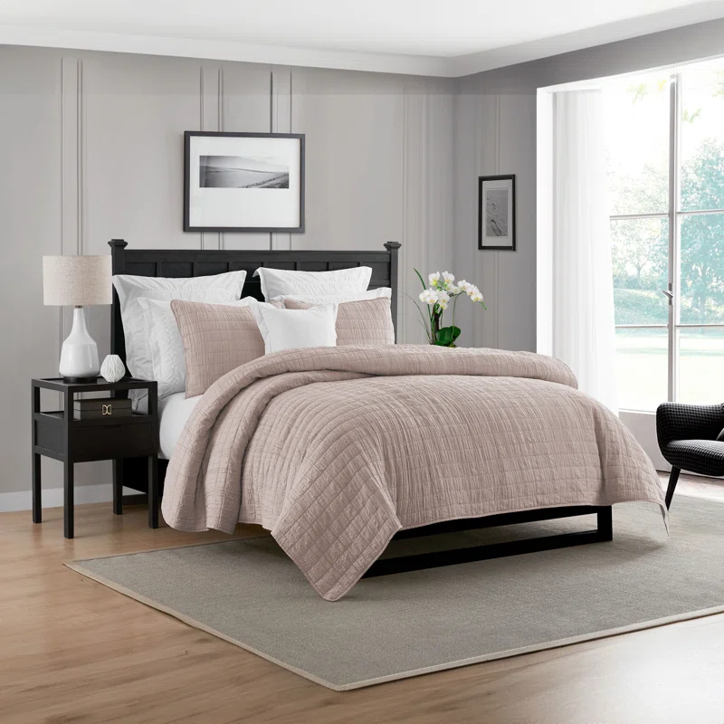 Swift Home Ultra Soft Crinkle Washed Microfiber 3-Piece Quilt Set
