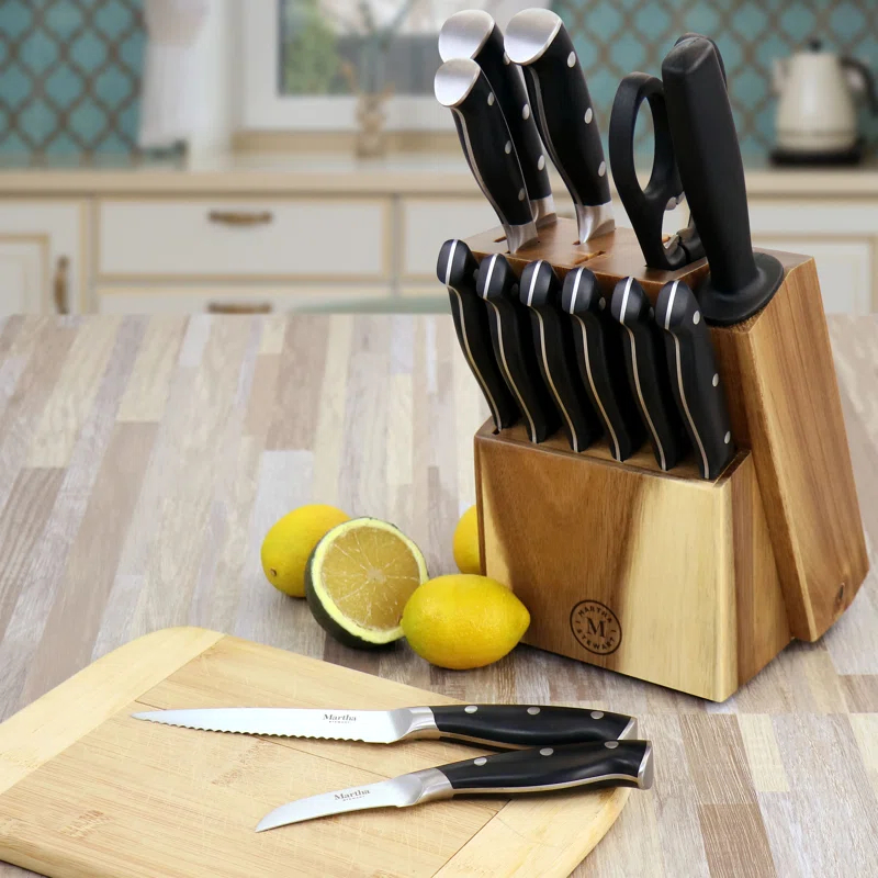Martha Stewart Martha Stewart Stainless Steel 14 Piece Cutlery And Knife Block Set In Black