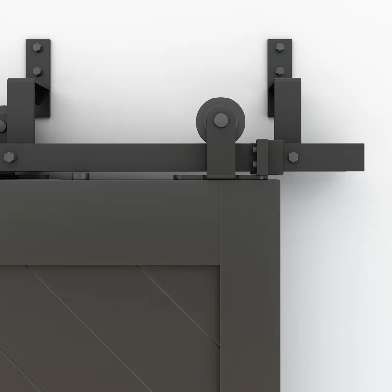 JUBEST Double Bypass Barn Door Doors Manufactured Wood Wave Design Barn Door With Installation Hardware Kits