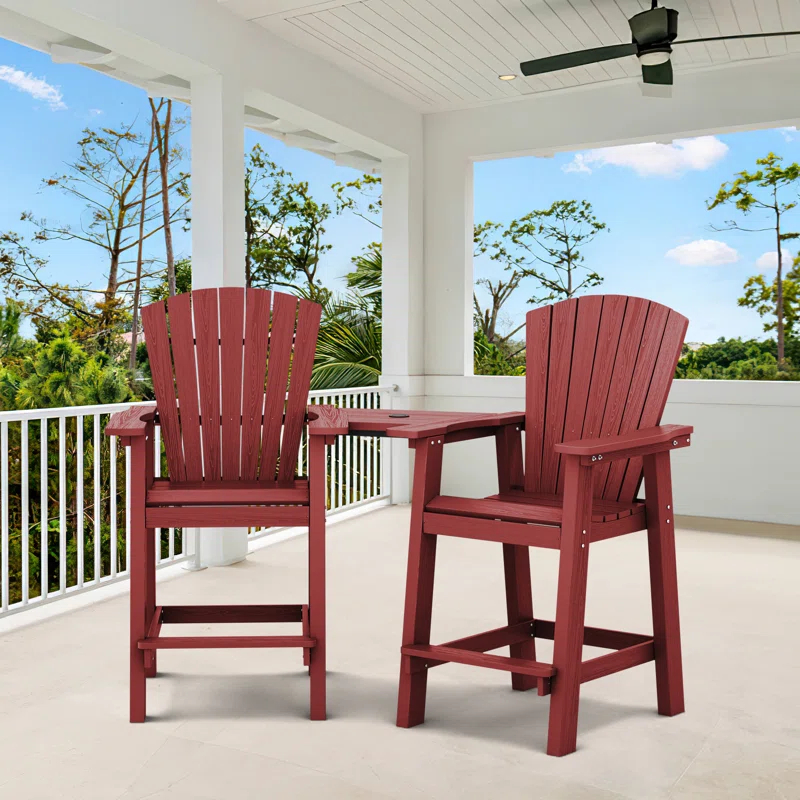 Rosecliff Heights Wolak HDPE Outdoor Adirondack Chair Set With Table