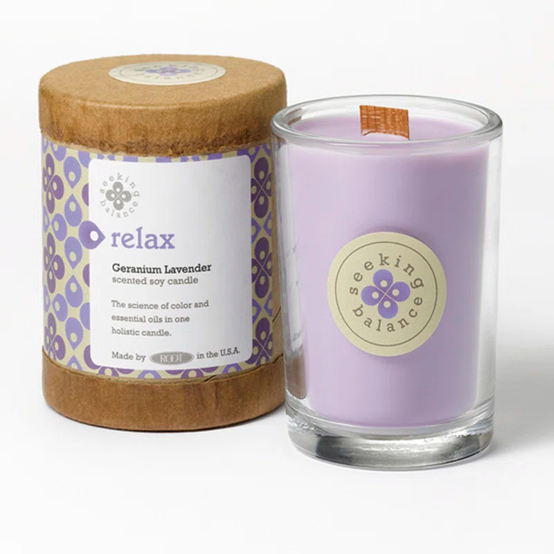 Root Candles Relax Geranium Lavender Scented Jar Candle