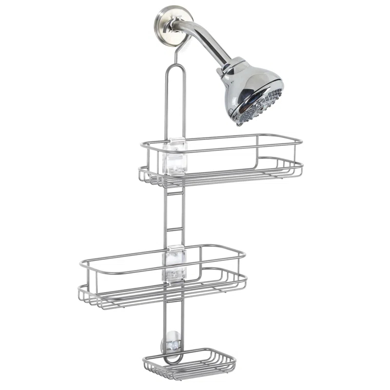 iDesign iDesign Linea Adjustable Bathroom Shower Caddy for Shampoo, Conditioner, Soap - Silver