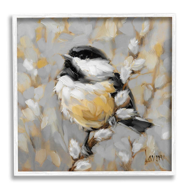 Stupell Industries " Bird Perched Pussy Willow Wildlife " by Andrea Lavery Painting Print