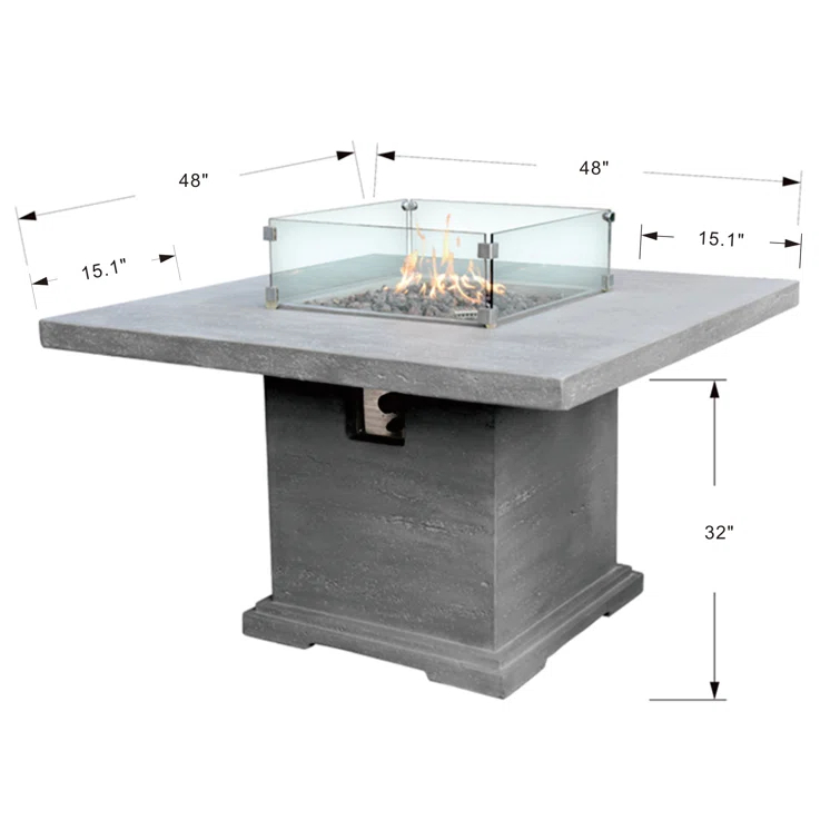 Elementi Birmingham 48" Liquid Propane Concrete Dining Table
