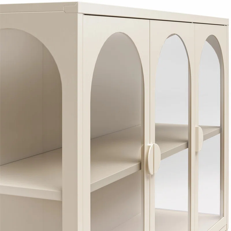 CosmoLiving by Cosmopolitan Chloe Metal Accent Cabinet With 3 Arched Glass Doors