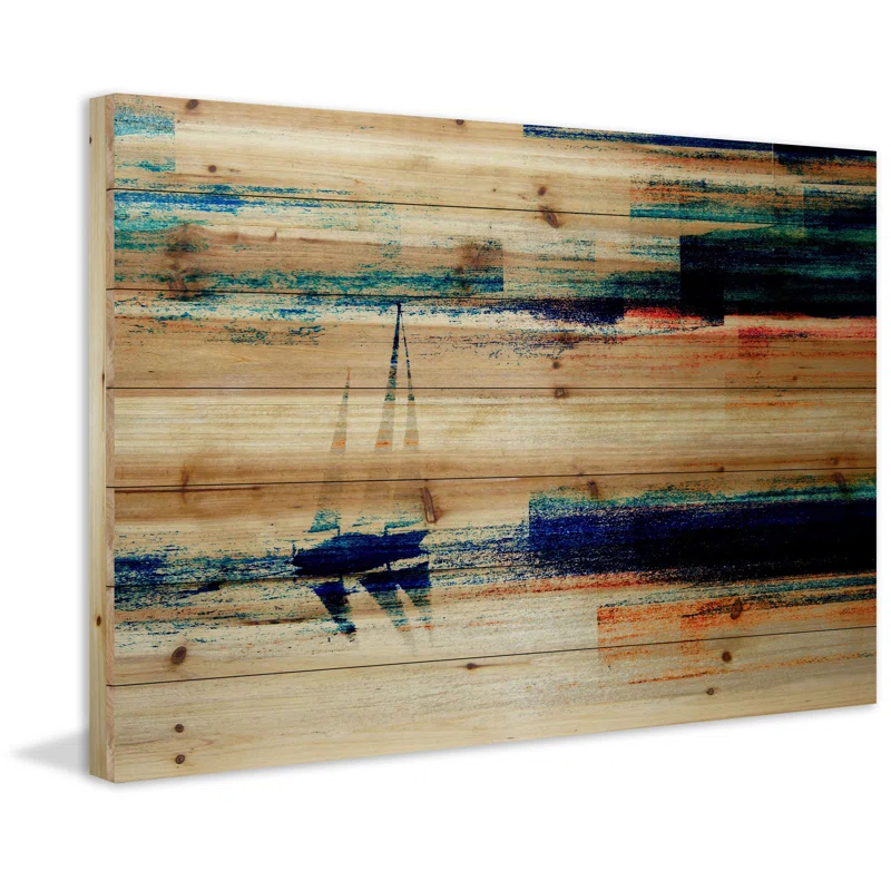 Parvez Taj 'Aegean Sea' by Parvez Taj Painting Print on Natural Pine Wood | Wayfair