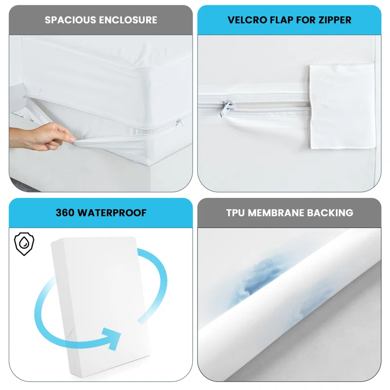 Lux Decor Collection Waterproof Zipper Encasement for Mattress Bed Bug Resistant & Hypoallergenic