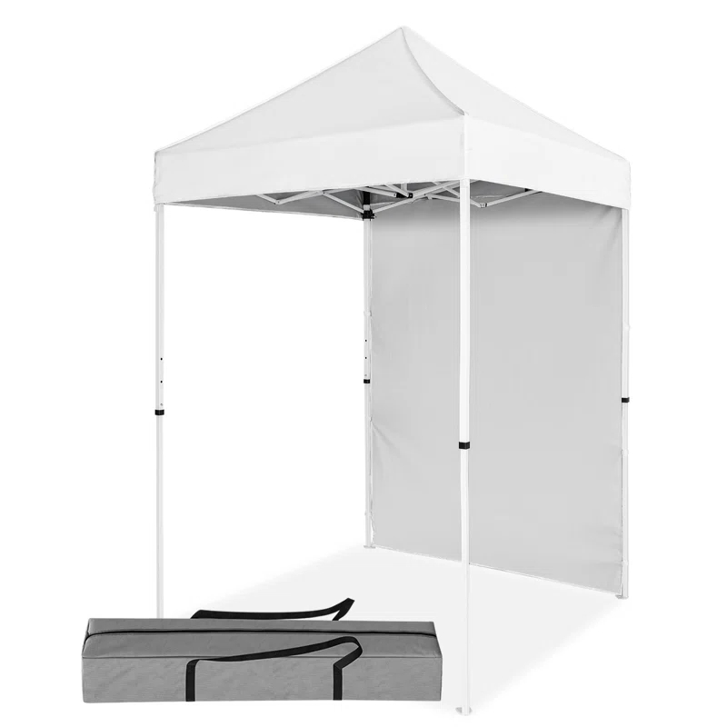 INTER HUT 5 Ft. W x 5 Ft. D Outdoor Pop Up Steel Canopy Portable Tent with 1 Sidewall