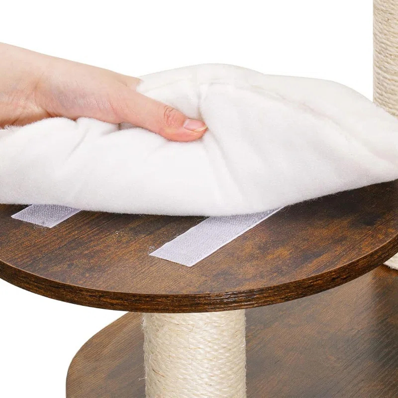 Wood Litter Box Enclosure with Food Station, All-in-one Indoor Cat Furniture with Large Platform and Condo