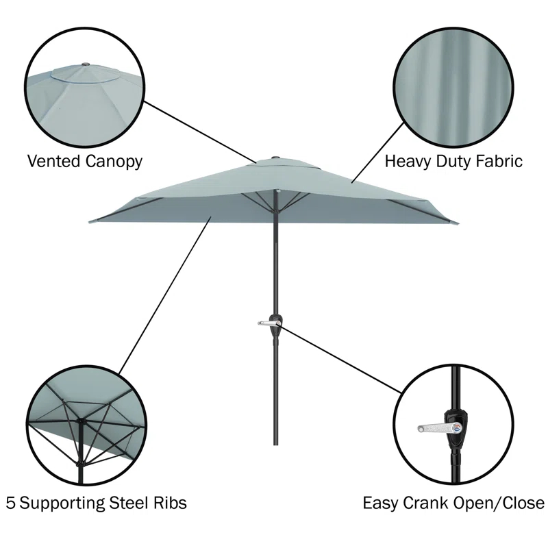 Pure Garden Summertime Umbrellas 3 Half Umbrella Outdoor Patio Shade - 9' Patio Umbrella with Easy Crank - Small Canopy for Balcony, Table, or Deck by Pure Garden