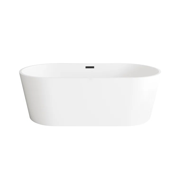 Living District 67 Inch Bathtub in Glossy White with Trim BT30167GW-MBK