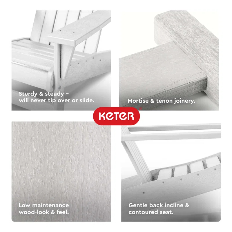 Keter Keter Montauk Adirondack Chair Modern Premium Weatherproof Outdoor Patio Furniture Ideal for Entertaining by the Pool or Backyard Fire Pit