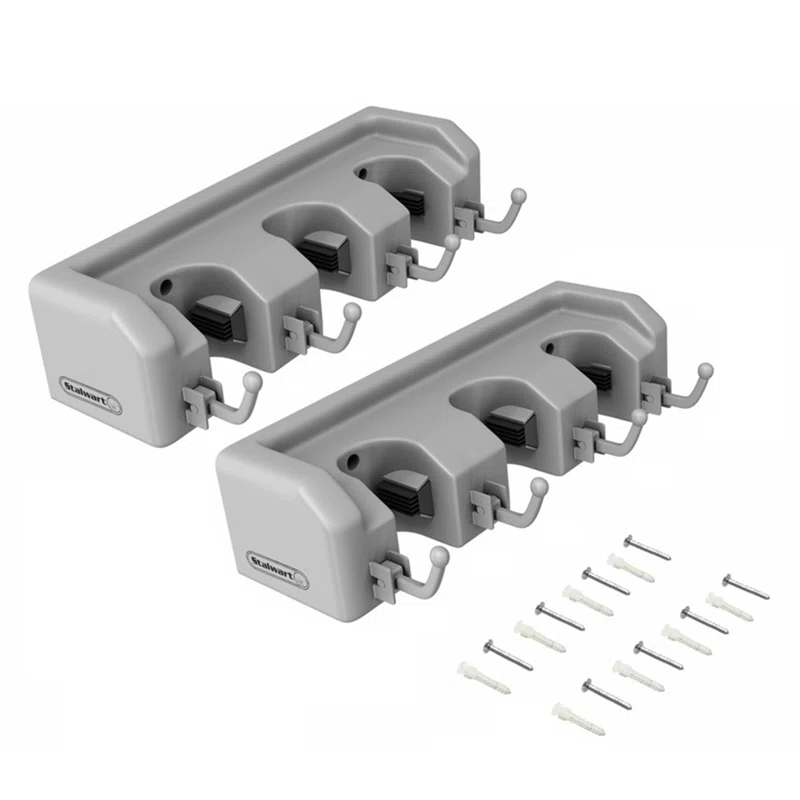 Stalwart Stalwart 2-Pack Wall Storage Organizer Rack, Gray (Set of 2)