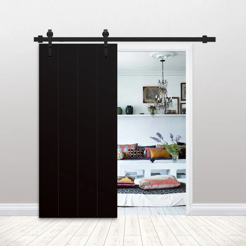 Calhome 84'' Hollow Paneled Painted with Installation Hardware Kit Barn Door