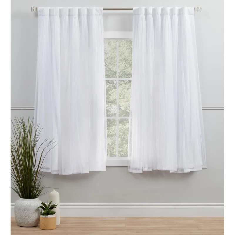 Amalgamated Textiles Exclusive Home Catarina Layered Solid Room Darkening and Sheer Hidden Tab/Rod Pocket Top Curtain Panel Pair (Set of 2)