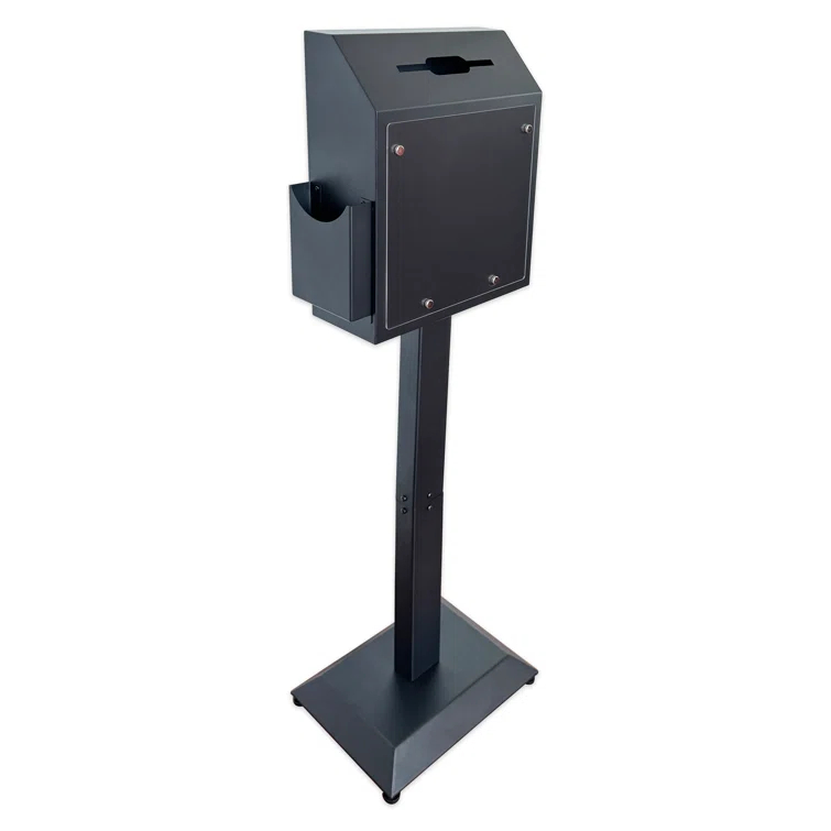 Plugsharge Suggestion Box With Stand,floor Standing Offering Box,combination Lock Ballot Collection Safe Box For Voting,charity,donation,church,school,election,hospital Feedback,and Car Rental Key Return, Black