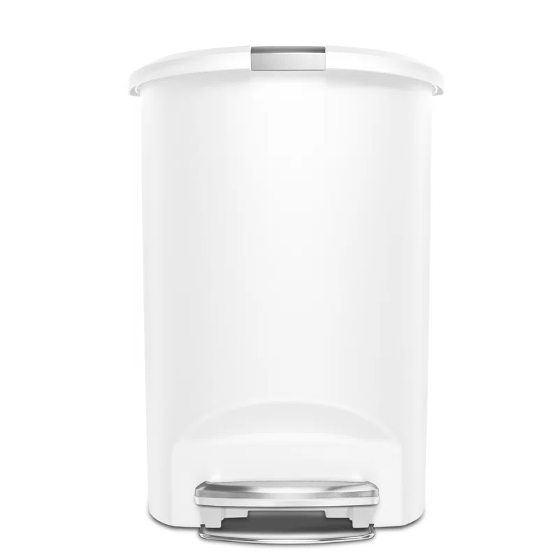 Simplehuman 50 Liter / 13 Gallon Semi-Round Kitchen Step Trash Can with Secure Slide Lock, Plastic