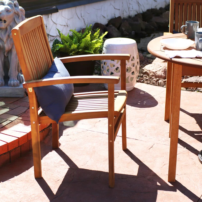 Red Barrel Studio® Vivioville Solid Teak Outdoor Stackable Dining Chair