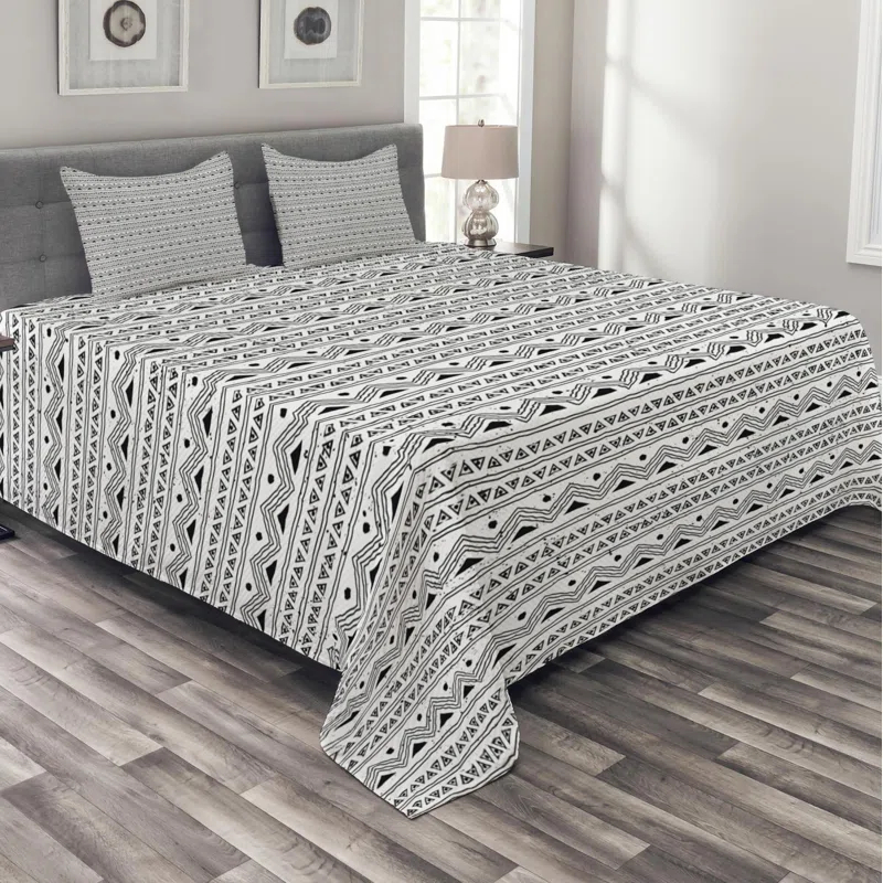 Ambesonne Rustic Geometric Shapes Coverlet Set