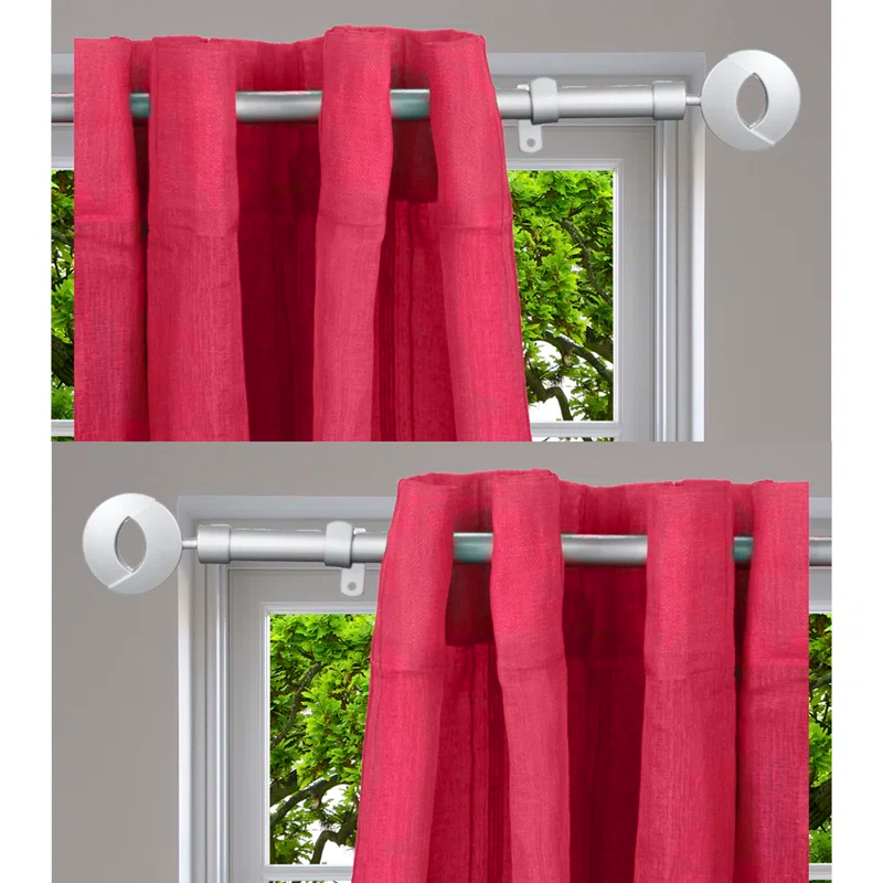 Stainless Steel Adjustable Single Curtain Rod (Set of 2)
