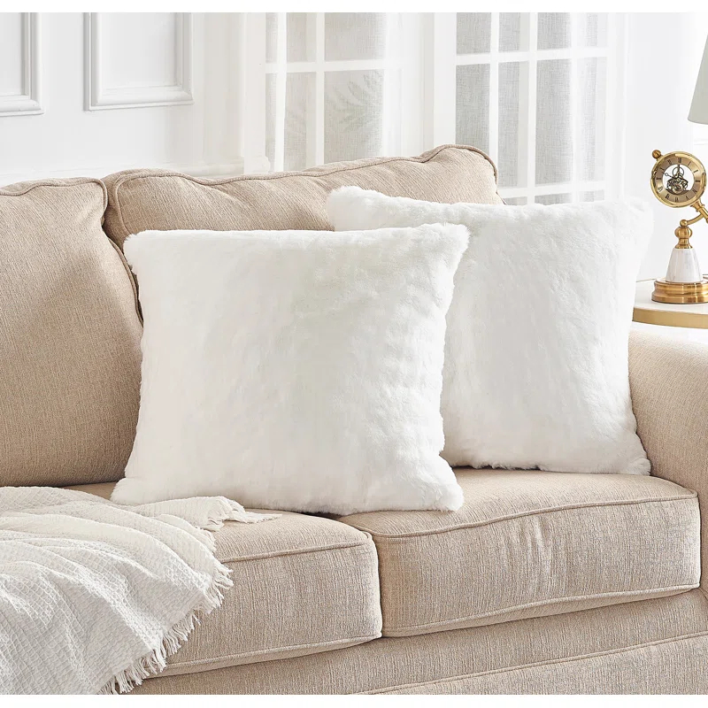 Home Soft Things Heavy Faux Fur Throw Pillow Cover (Set of 2)