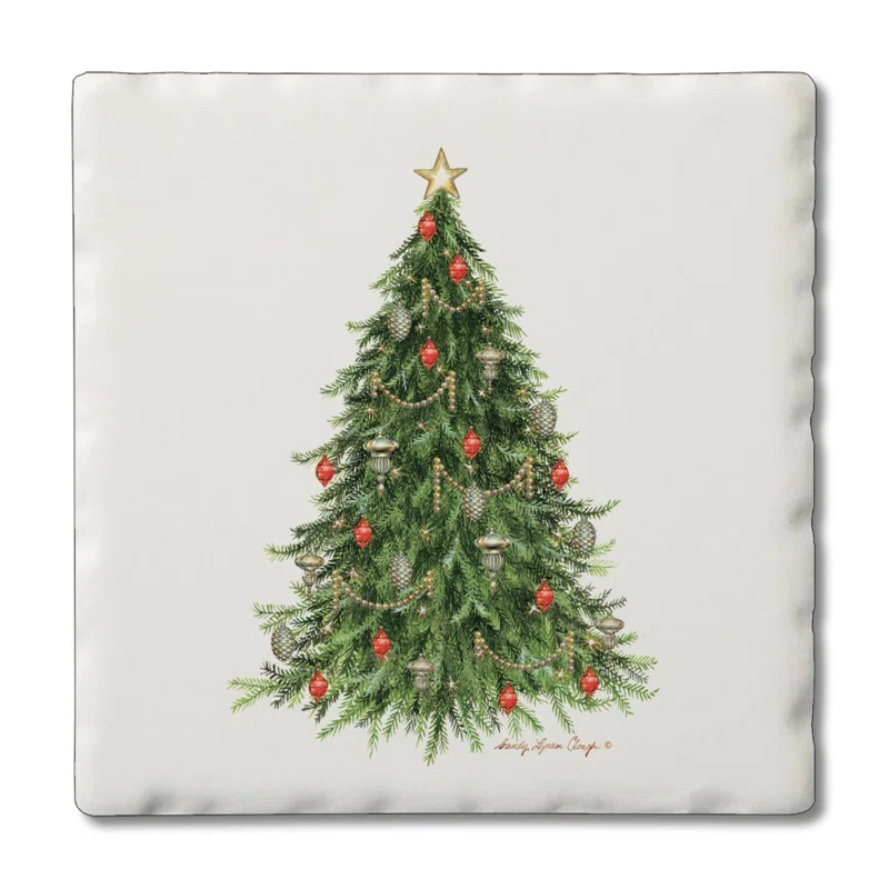 CounterArt O Christmas Tree 4-Pack Tumbled Tile Coasters (Set of 4)