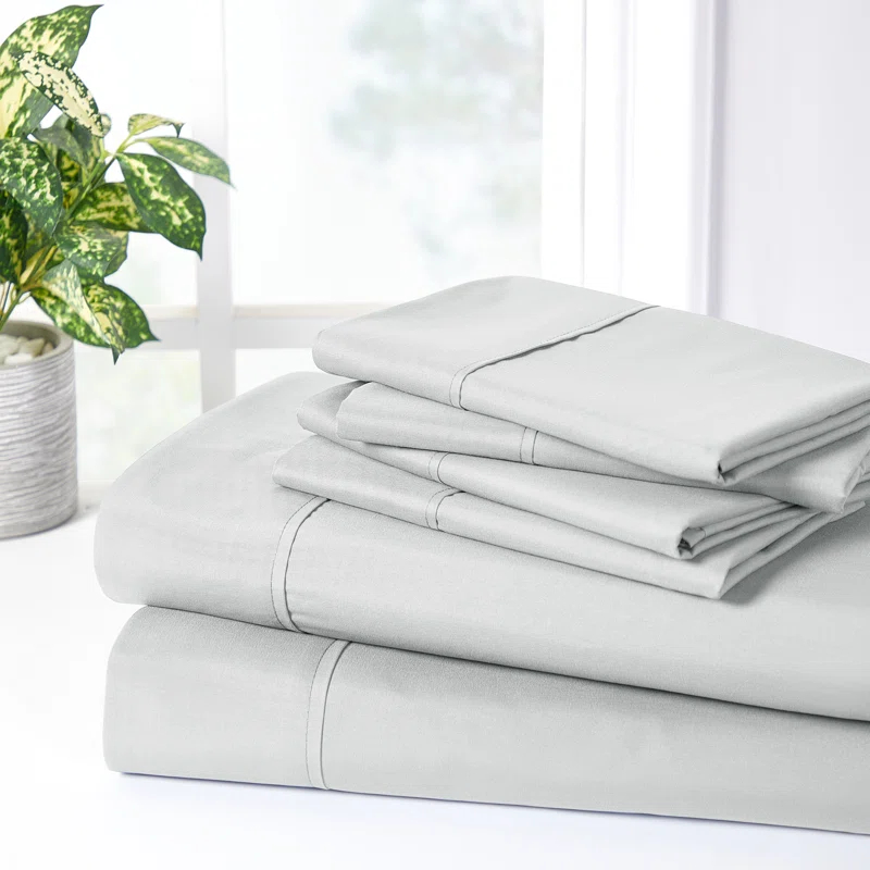Bed Bath Fashions Bibb Home 2000 Count 6-Piece Rayon From Bamboo Sheet Set with Snug Grip