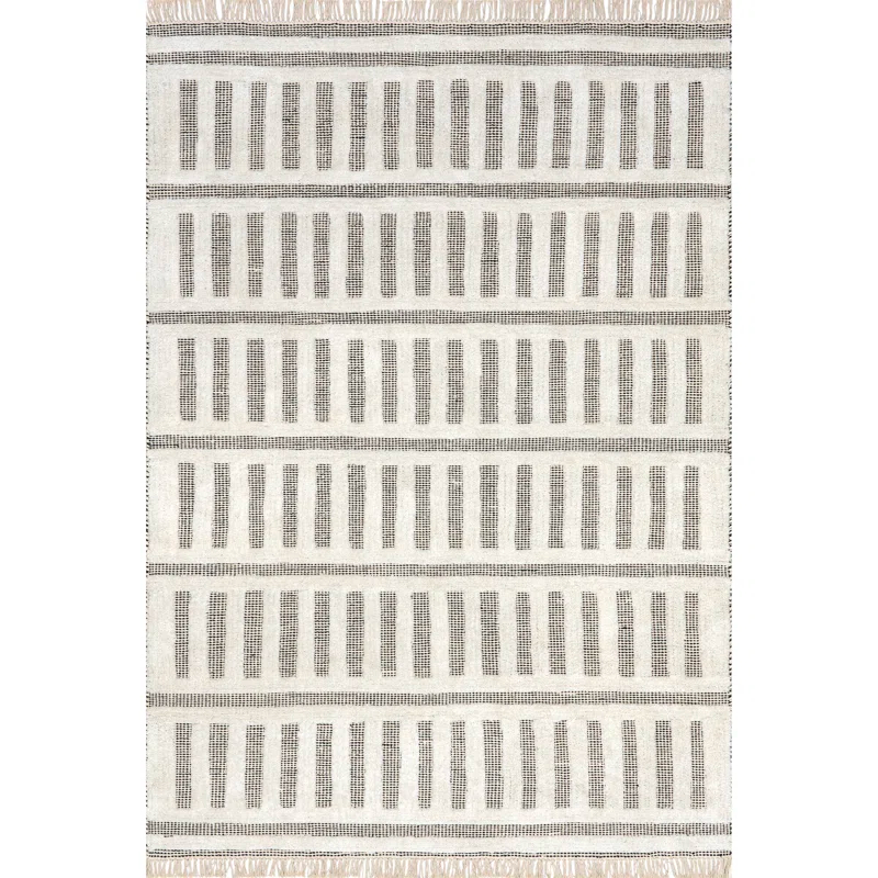 Ebern Designs Merrick Tasseled Cotton and Wool Area Rug