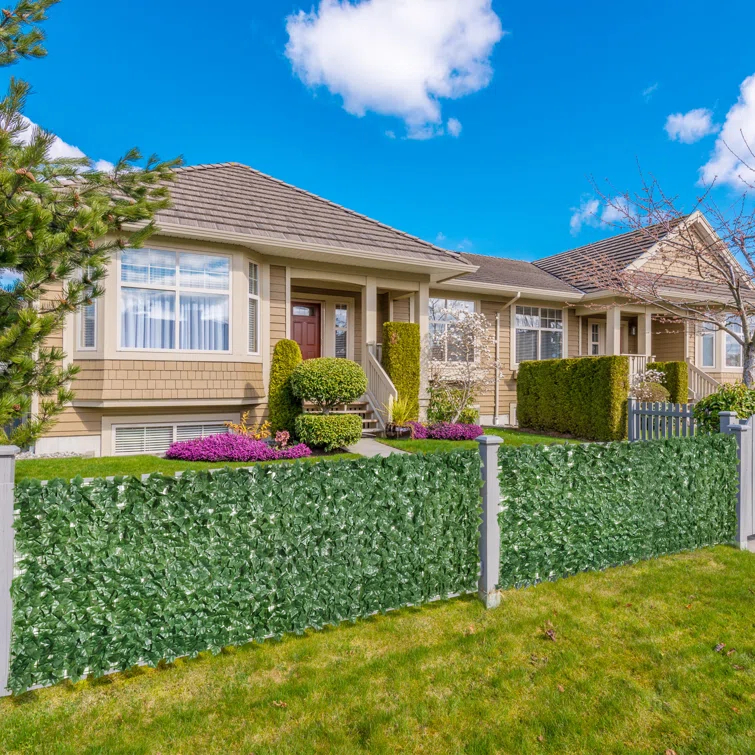 Outsunny 3 ft. H x 10 ft. W Artificial Faux Hedge Leaf Ivy Vine Mesh Privacy Screen