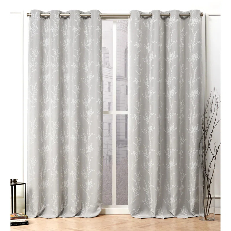 Nicole Miller Nicole Miller Turion Floral Room Darkening Blackout Grommet Top Curtain Panel Pair (Set of 2)