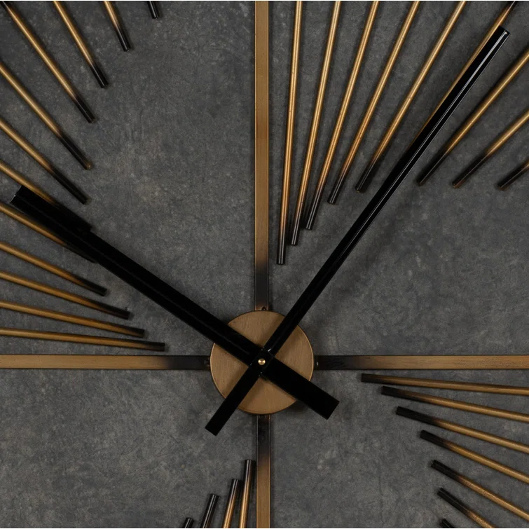 Oversized Aged Bronze and Gray Metal Round Wall Clock