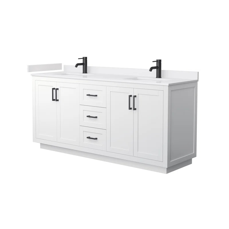 Wyndham Collection Miranda 72" Freestanding Double Bathroom Vanity with Cultured Marble Top