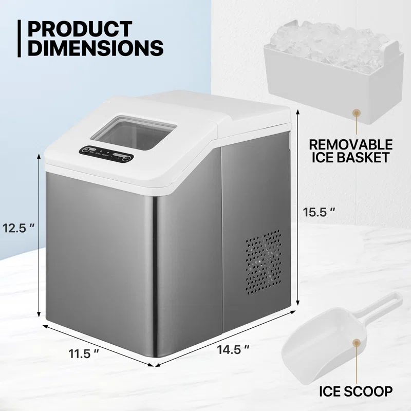 MoNiBloom Countertop Ice Maker Machine with Auto-Cleaning, 26lbs in 24Hrs, 32 Ice Cubes Ready in 20 Mins, Portable Ice Maker with Basket and Scoop