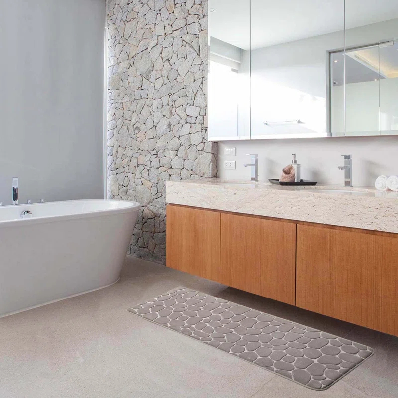 Evideco Pebble Runner Mat - Memory Foam - 48"L x 18"W for Kitchen, Bathroom and more & Reviews | Wayfair