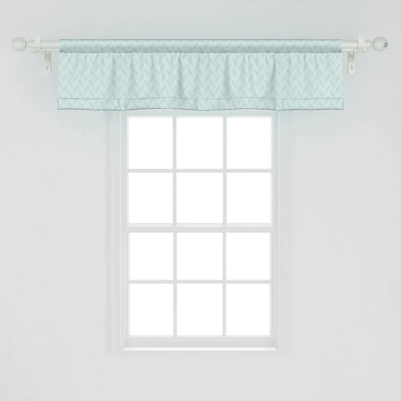 Ambesonne Ambesonne Geometric Valance Pack of 2 Pastel Monochrome Zigzags Pale Seafoam and White